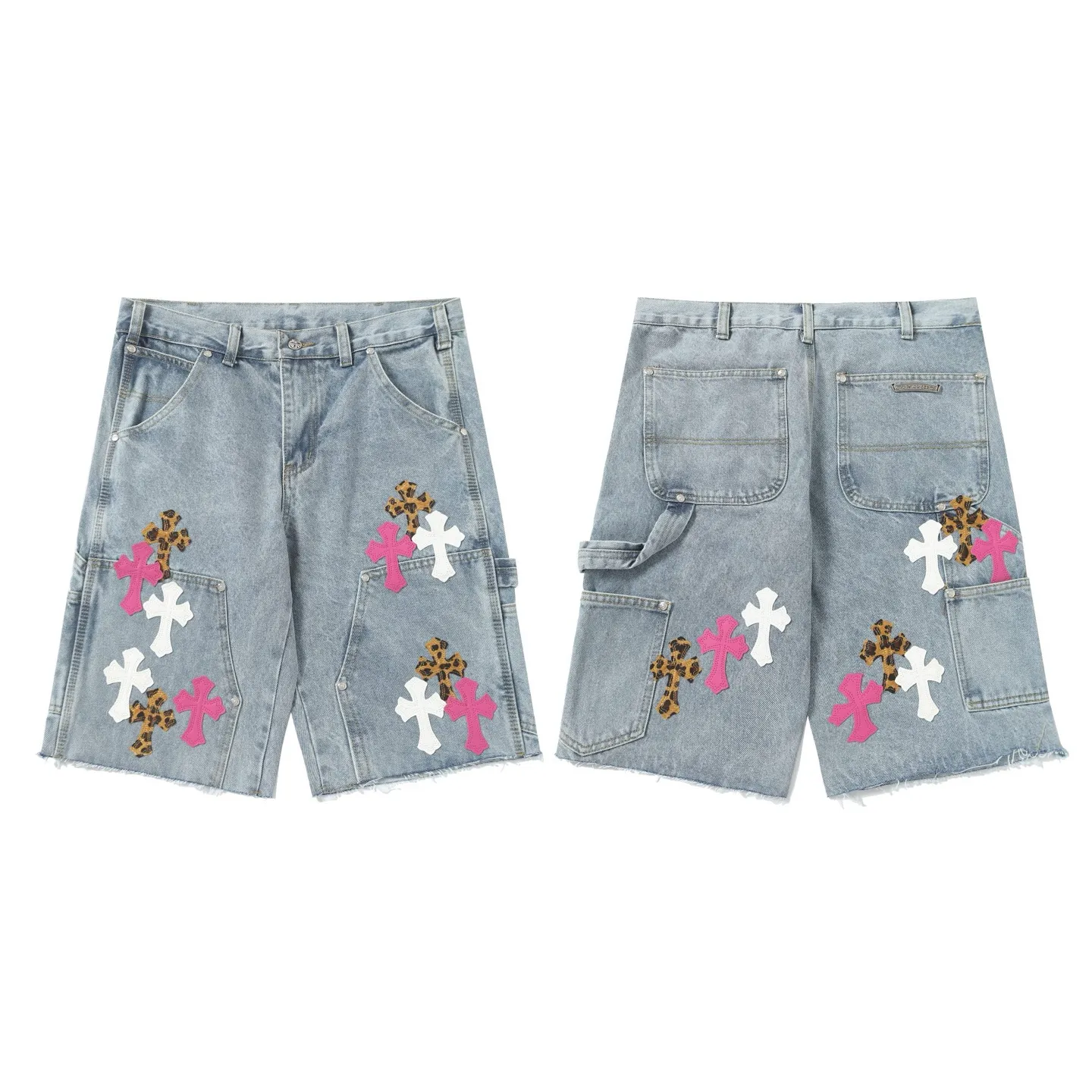 KE201#P216 The only correct leather label version on the market Chrome Hearts CH Cross embroidery distressed jeans Top ceiling quality 100% correct version The correct version is here!  Believe me this must be the best quality you will ever come across! ! Excellent value for money! !  Styles with different washes and textures are very friendly to people with thin legs and thick legs. The straight version is very flattering to the shape of the legs. The moderate length is timeless and easy to match. It is the basis of various styles and a must-have in the wardrobe! ! Add a little stacking to easily control the clean fit trend that has exploded this year. The fabric is stiff but also makes the upper body soft without losing texture. The sides and cuffs of some styles have a bone-wash effect. The vintage flavor pops up all at once. It’s really hard not to love it! ✅Correctly customize the Croxin metal leather label on the back panel. It is not sold directly with the cross on the finished jeans. 1:1 copying strives for excellence and the details are perfectly grasped. ✅The cross leather label is clear and smooth. Exquisite turning top craftsmanship. ✅Buttons, zippers and hardware are all customized versions of the Croxin LOGO. ✅High-cost washing process. Size: 28 30 32 34 36 (5 sizes)